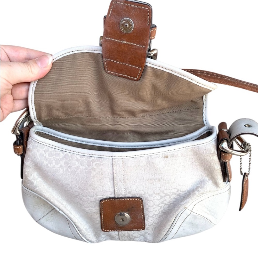 🌵Y2K Vintage Coach Soho Flap White/Tan Handbag Purse - Picture 6 of 12